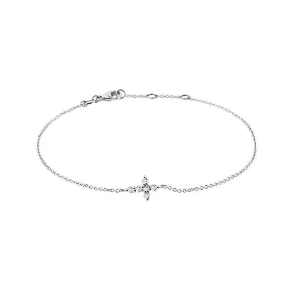 Diamantový náramok krížik z bieleho 14k zlata KLENOTA