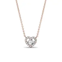 Diamantový náhrdelník srdce z ružového zlata KLENOTA