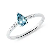 Prstienok z bieleho zlata s topazom a diamantmi KLENOTA