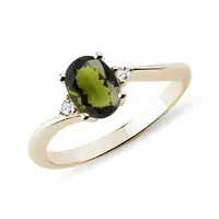 Prsteň s vltavínom a diamantmi KLENOTA