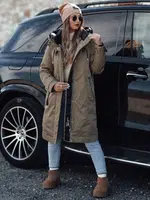 Kurtka damska przejściowa ELEGANTI długa z kapturem beżowa Dstreet