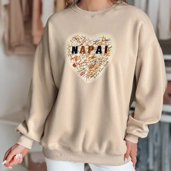 Bluza damska oversize z sercem SERDUCHOVA beżowa Dstreet