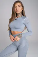 Gym Glamour Crop-Top bezešvý Steel Melange, M, šedá