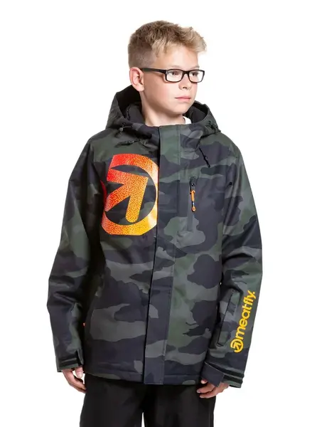 Meatfly dětská SNB & SKI bunda Bangito Rampage Camo | Maskáč | Velikost 146