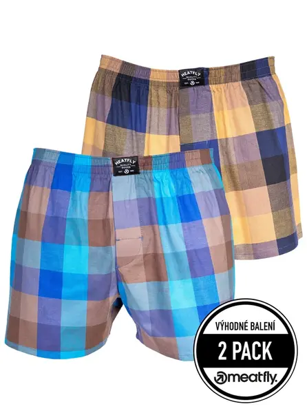Meatfly pánské boxerky Doug Brown / Blue | Hnědá | Velikost S
