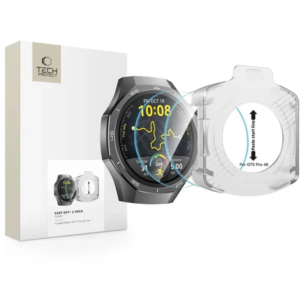 Tech-Protect Tvrzené sklo Easy Set+, Huawei Watch GT 5 Pro (46 mm), 2 kusy