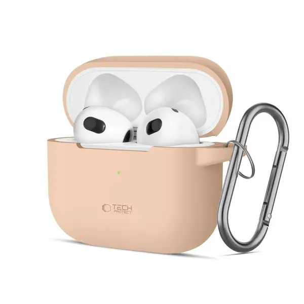 Tech-Protect Silikonové pouzdro, Apple AirPods 3, béžové