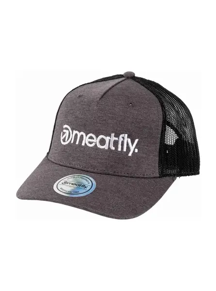 Meatfly kšiltovka Horton Trucker Grey / White Logo | Černá | Velikost One Size