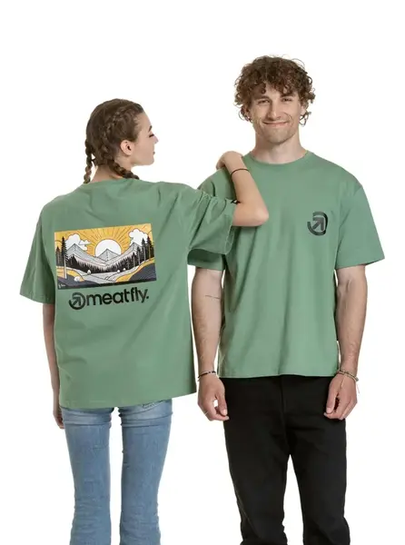 Meatfly unisex tričko Cachuma Hedge Green Mountains | Zelená | Velikost L/XL | 100% bavlna