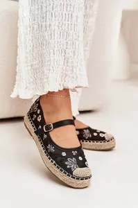 Boto Síťované espadrilky s výšivkou na platformě černé Laxisa