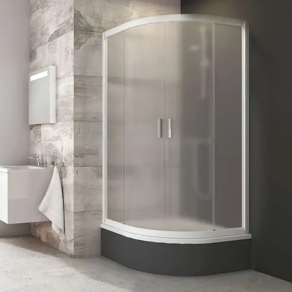 Ravak Blix - Štvrťkruhový sprchový kút štvordielny BLCP4-90 Sabina, 88-90 cm, biela/sklo Grape 3B270140ZG