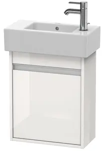 Duravit Ketho - Umývadlová skrinka, 55x45x23 cm, 1 dvierka, pánty vľavo, lesklá biela KT6629L2222