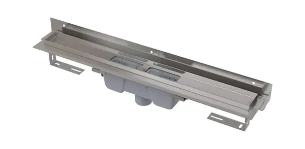 Alcadrain Odtokové žlaby - Sprchový žlab Flexible 105 cm, s nastavitelným límcem ke stěně, svislý odtok, nerez APZ1004-1050