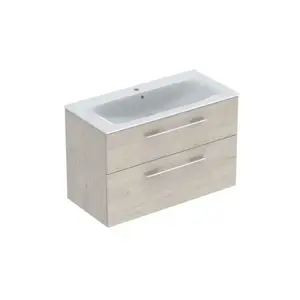 Geberit Selnova Square - Umývadlová skrinka 64x99x48 cm, s umývadlom, 2 zásuvky, svetlý orech hickory 501.247.00.1