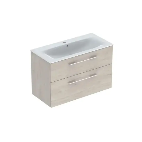 Geberit Selnova Square - Umývadlová skrinka 64x99x48 cm, s umývadlom, 2 zásuvky, svetlý orech hickory 501.247.00.1