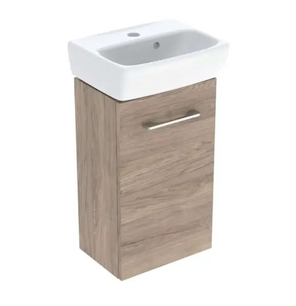 Geberit Selnova Square - Skrinka s umývadielkom, 36x65x25 cm, 1 dvierka, L/P, orech hickory 502.744.00.1
