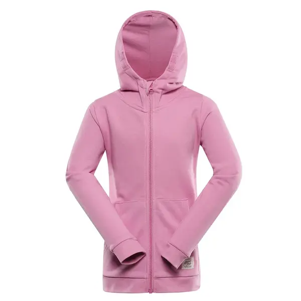 Dětská bavlněná mikina s kapucí alpine pro lokko růžová 152-158