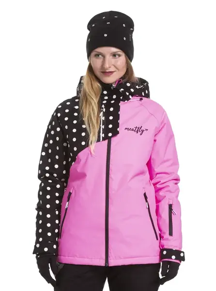 Meatfly dámská SNB & SKI bunda Deborah Pink Killer/White Dot | Růžová | Velikost XS
