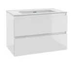 kielle Nefia - Skříňka včetně umyvadla, 80x55x46 cm, 2 zásuvky, lesklá bílá 50027S820