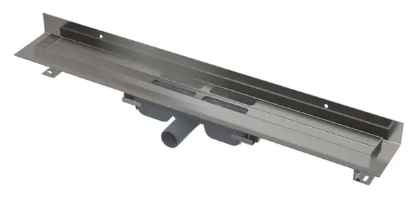 Alcadrain Odtokové žlaby - Sprchový žlab Wall Low 65 cm, s okrajem pro plný rošt a s pevným límcem ke stěně, nerez APZ116-650