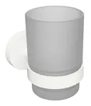 Sapho X-Round - Sklenka na kartáčky a pastu s držákem, matné sklo/bílá XR903W