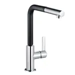 Kludi L-ine S - Páková dřezová baterie s vytažitelným výtokem, chrom/matná černá 408518775