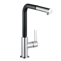 Kludi L-ine S - Páková dřezová baterie s vytažitelným výtokem, chrom/matná černá 408518775