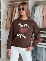 Bluza damska oversize z nadrukiem JUST LOVE YOU brązowa Dstreet