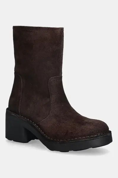 Semišové boty Fly London NORE191FLY dámské, hnědá barva, na podpatku, P211191002