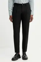 Kalhoty s příměsí vlny Marc O'Polo pánské, černá barva, ve střihu chinos, 530021410102