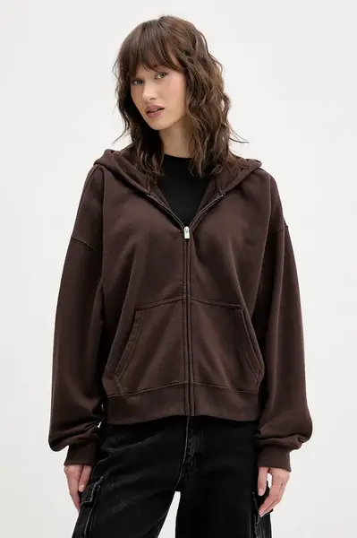 Mikina Hollister Co. dámská, hnědá barva, s kapucí, hladká, KI352-5226-440