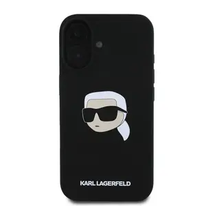 Zadní kryt Karl Lagerfeld Liquid Silicone Karl Head MagSafe pro Apple iPhone 16, černá