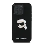 Zadní kryt Karl Lagerfeld Liquid Silicone Karl Head MagSafe pro Apple iPhone 16 Pro Max, černá