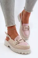 S. BARSKI Dámské sandály na ploché podrážce s ozdobou béžové D&A