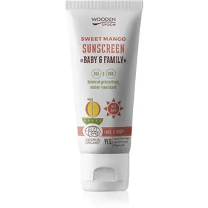 WoodenSpoon Baby & Family Sweet Mango ochranné opaľovacie mlieko pre celú rodinu SPF 50 100 ml