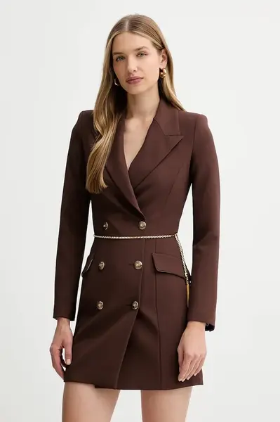 Šaty Elisabetta Franchi hnědá barva, mini, AB89657E2