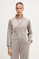 Velurová mikina Guess COUTURE dámská, béžová barva, hladká, V3BQ22 K0232