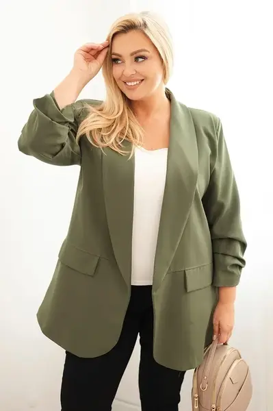 Kesi Włoski Dámská elegantní Plus Size sako khaki
