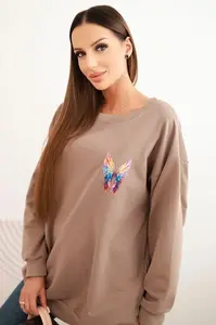 Polski Dámská oversize mikina z bavlny s barevnými křídly na zádech fango