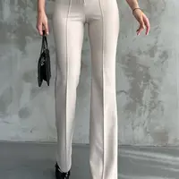 80272 Dewbery High Waist Slim Fit Wide Leg Pants-CREAM