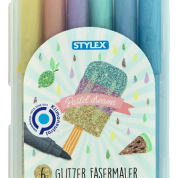 Fixy glitrové 6 barev pastel