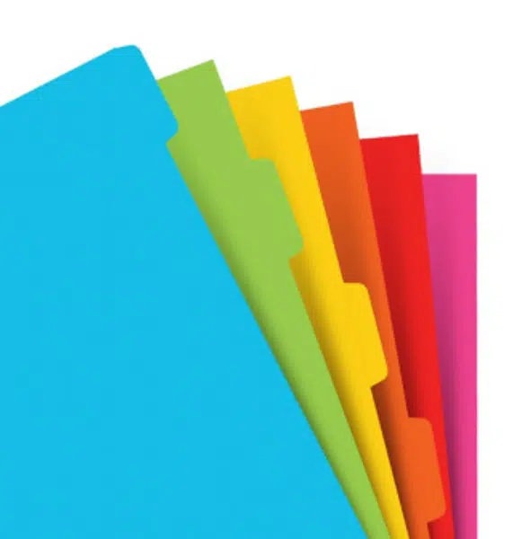 Filofax Náplň, Osobní, krajové výřezy čisté, 6 záložek, mix barev bright