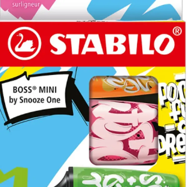 Zvýrazňovač - STABILO BOSS MINI by Snooze One - 3 ks sada - oranžová, růžová, zelená