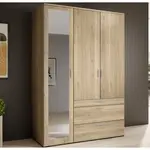 Šatní skříň se zrcadlem Vesala, 135 cm, dub mauvella