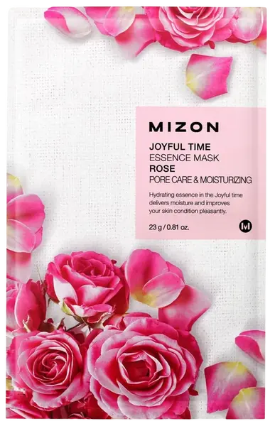 MIZON Joyful Time Essence Mask Rose Hydratační plátýnková maska pro stažení pórů 23 g