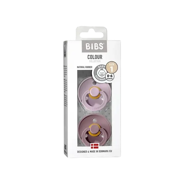 BIBS Colour Dudlíky z přírodního kaučuku - velikost 1, Dusky Lilac/Heather 2 ks