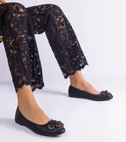 Gemre Black ballerinas decorated with a little flower America