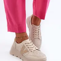 VINCEZA Dámské kožené lehké sportovní boty béžové Eleonori