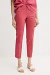 Kalhoty Sisley dámské, růžová barva, high waist, 4VPHL5AH6
