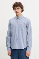 Bavlněná košile HUGO pánská, černá barva, slim, s límečkem button-down, 50479302